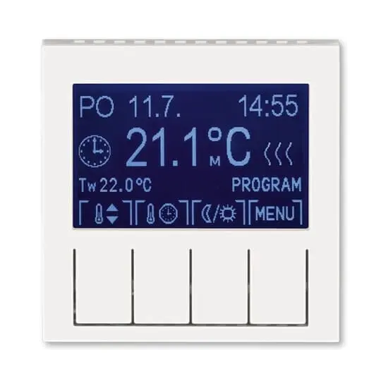 termostat univerzální programovatelný (ovládací jednotka); perleťová/ledová bílá, design LEVIT M